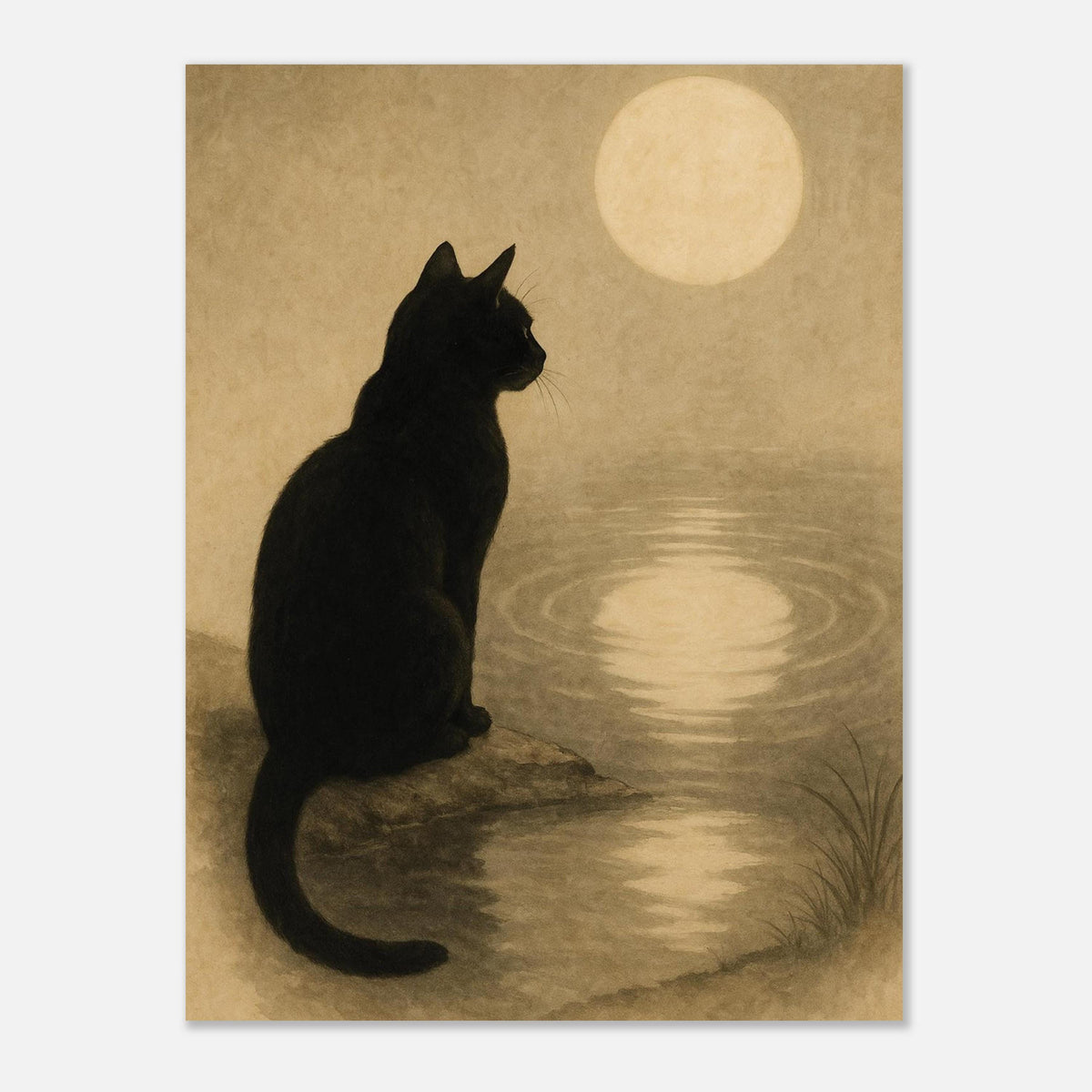 Moonlit Black Cat