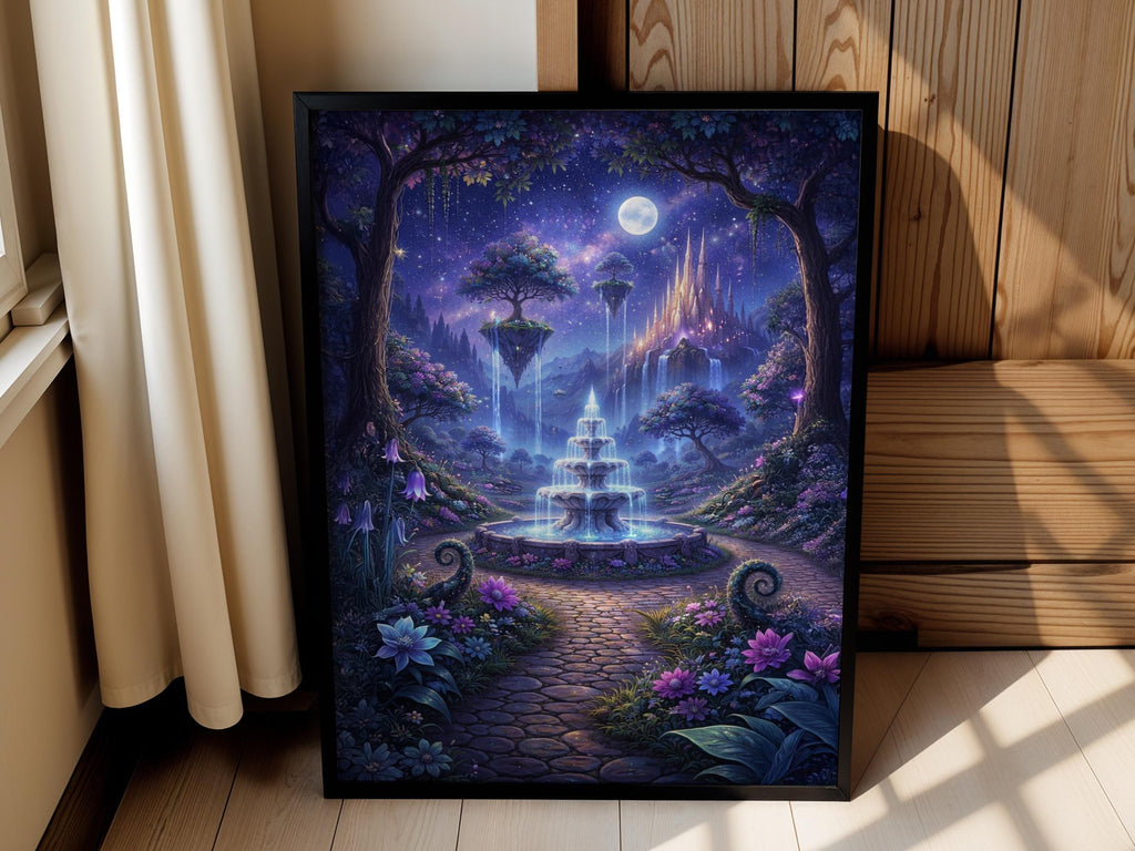 Moonlit Fountain Garden