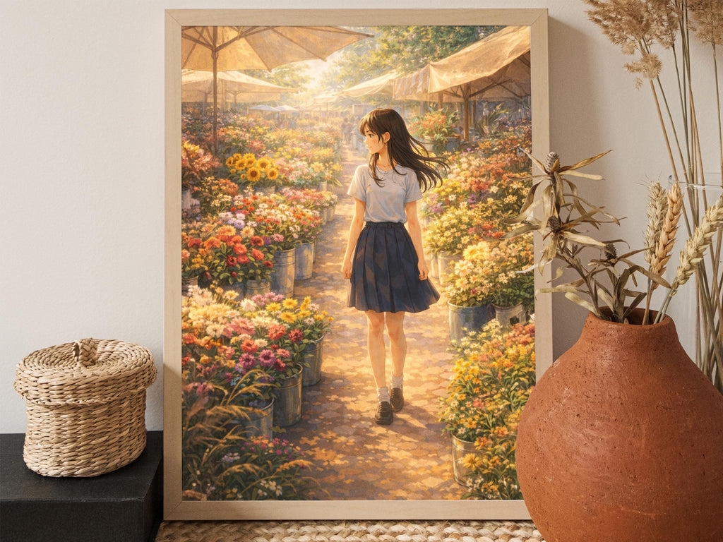 Anime Flower Market Girl