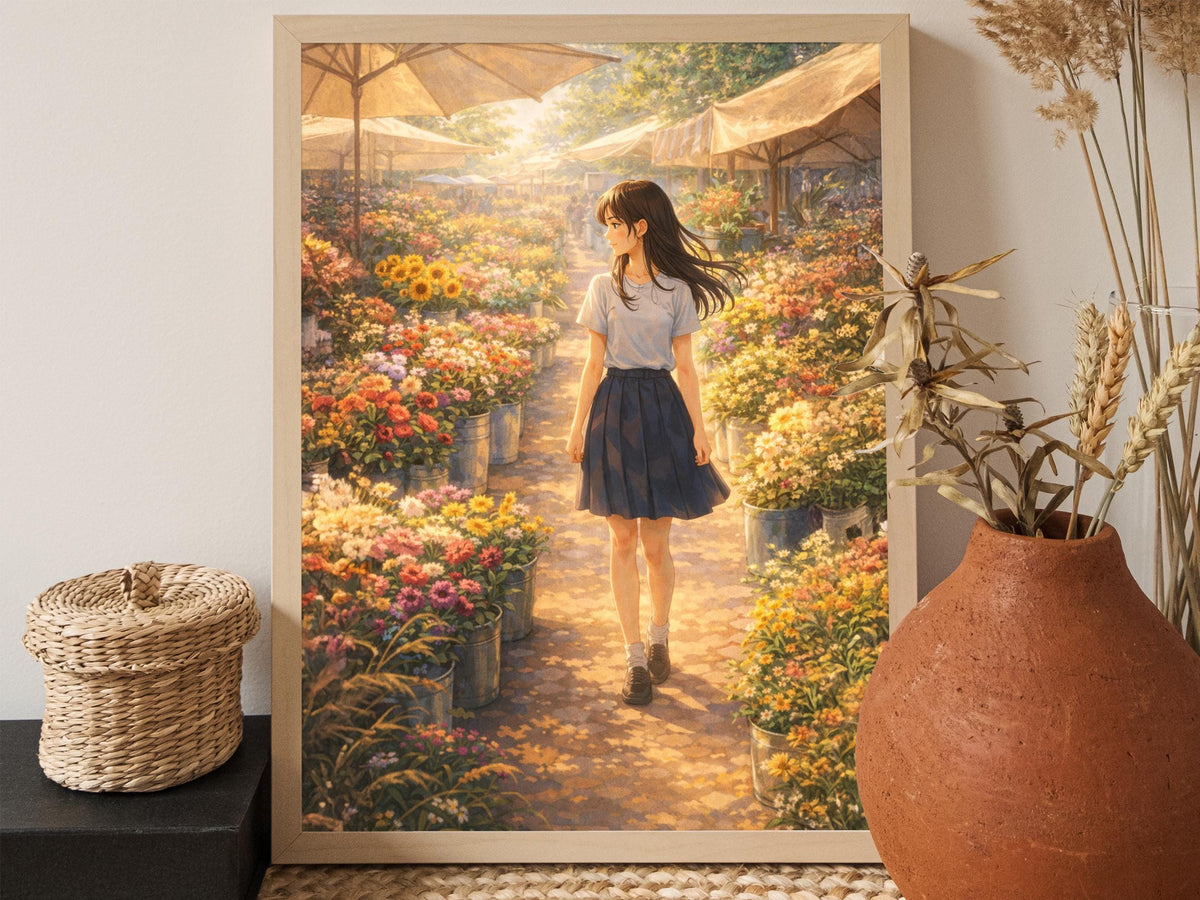 Anime Flower Market Girl