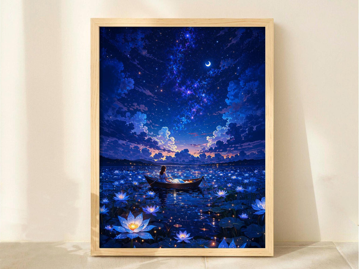 Moonlit Lotus Lake