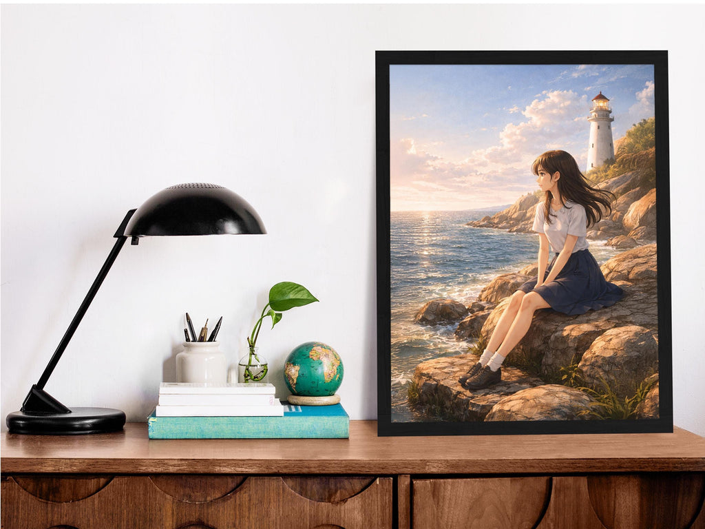 Anime Coastal Lighthouse Girl