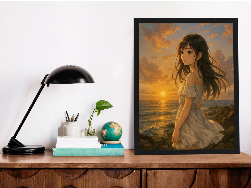 Anime Sunset Coast Girl