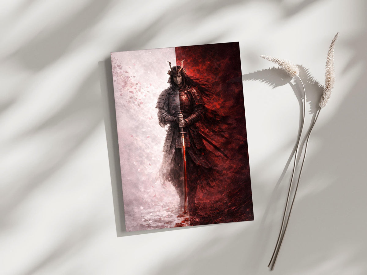 Japanese Samurai with Red Katana