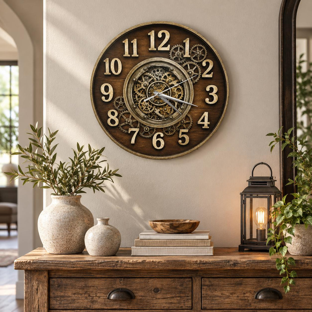 Steampunk Gear Wooden Clock