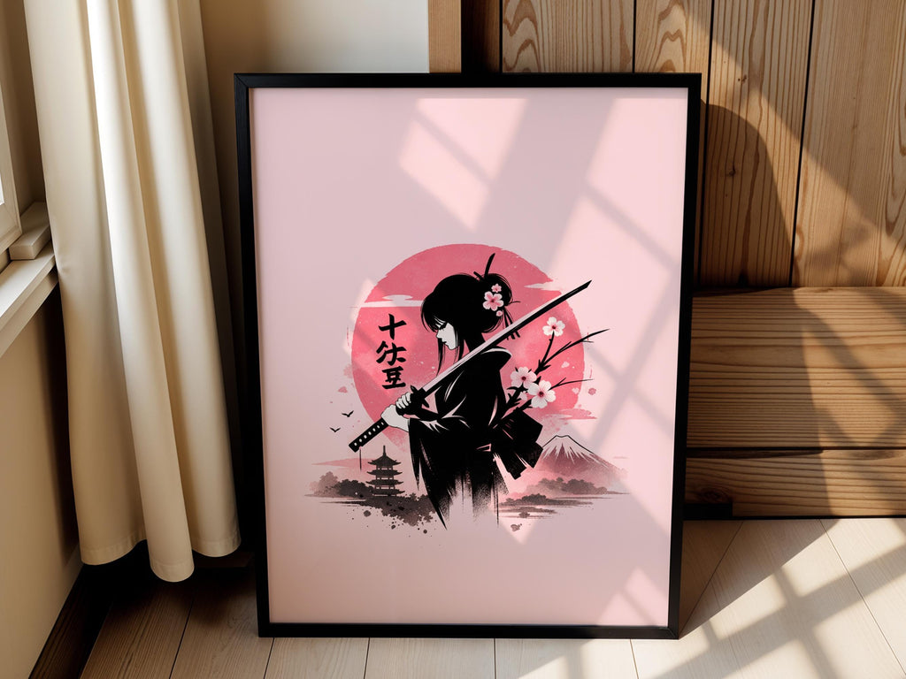 Red Sun Samurai Silhouette
