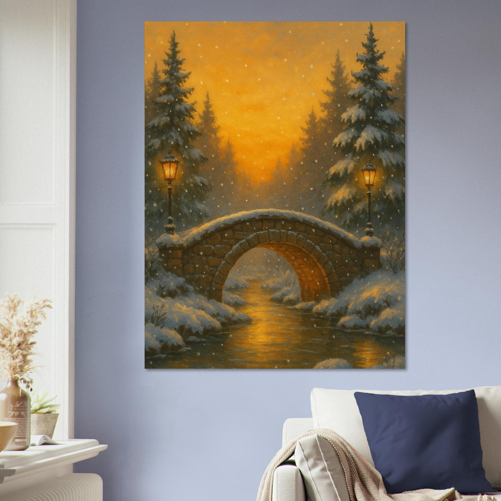Snowy Village Bridge