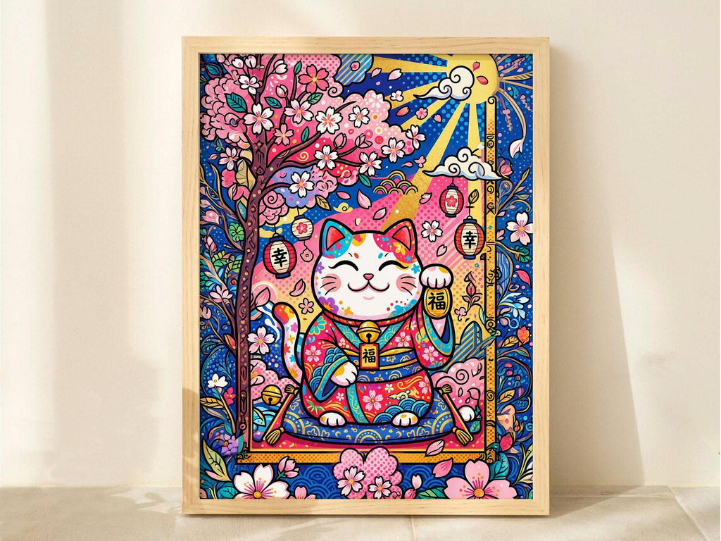 Lucky Cat Cherry Blossoms