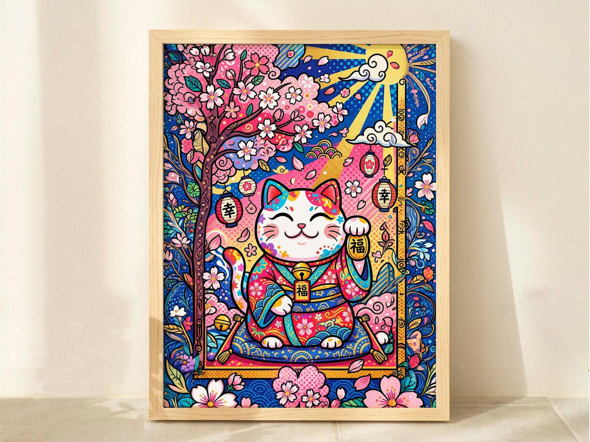 Lucky Cat Cherry Blossoms