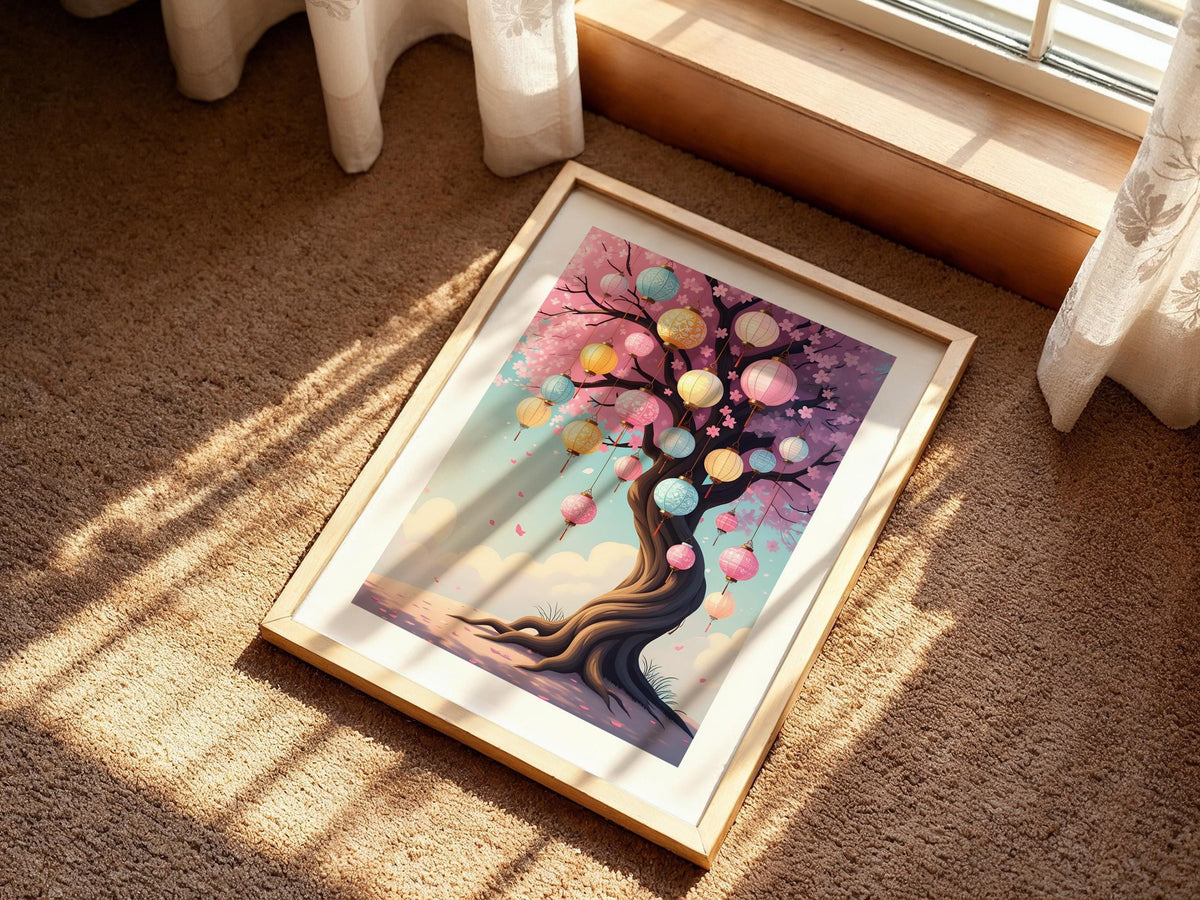 Pastel Sakura Lantern Tree
