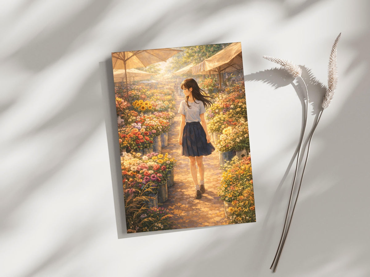 Anime Flower Market Girl