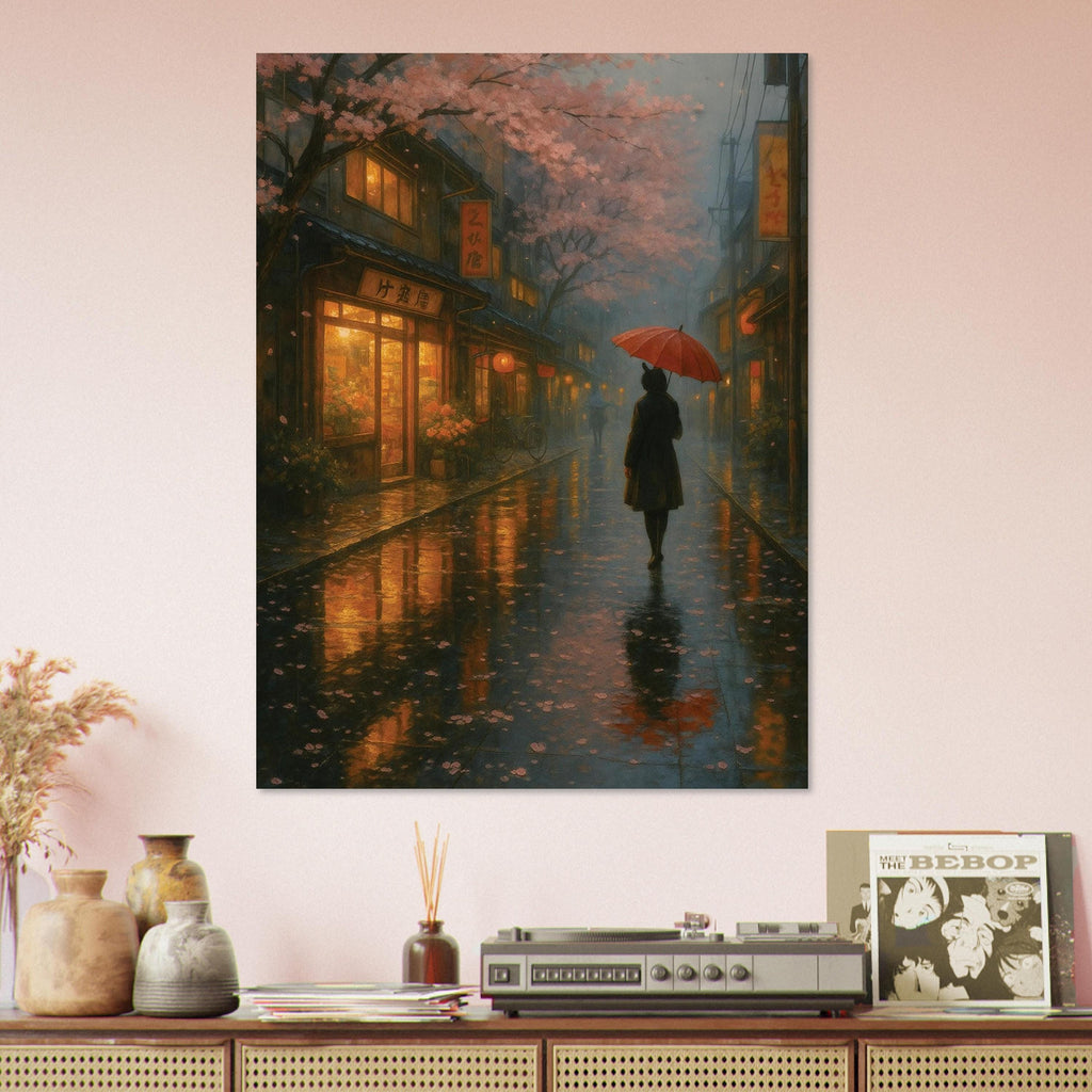 Red Umbrella Rainy Street