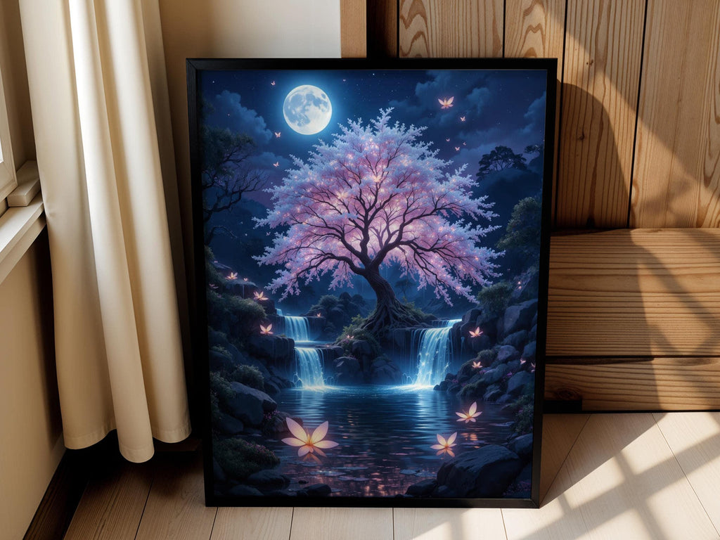 Moonlit Waterfall Tree of Life