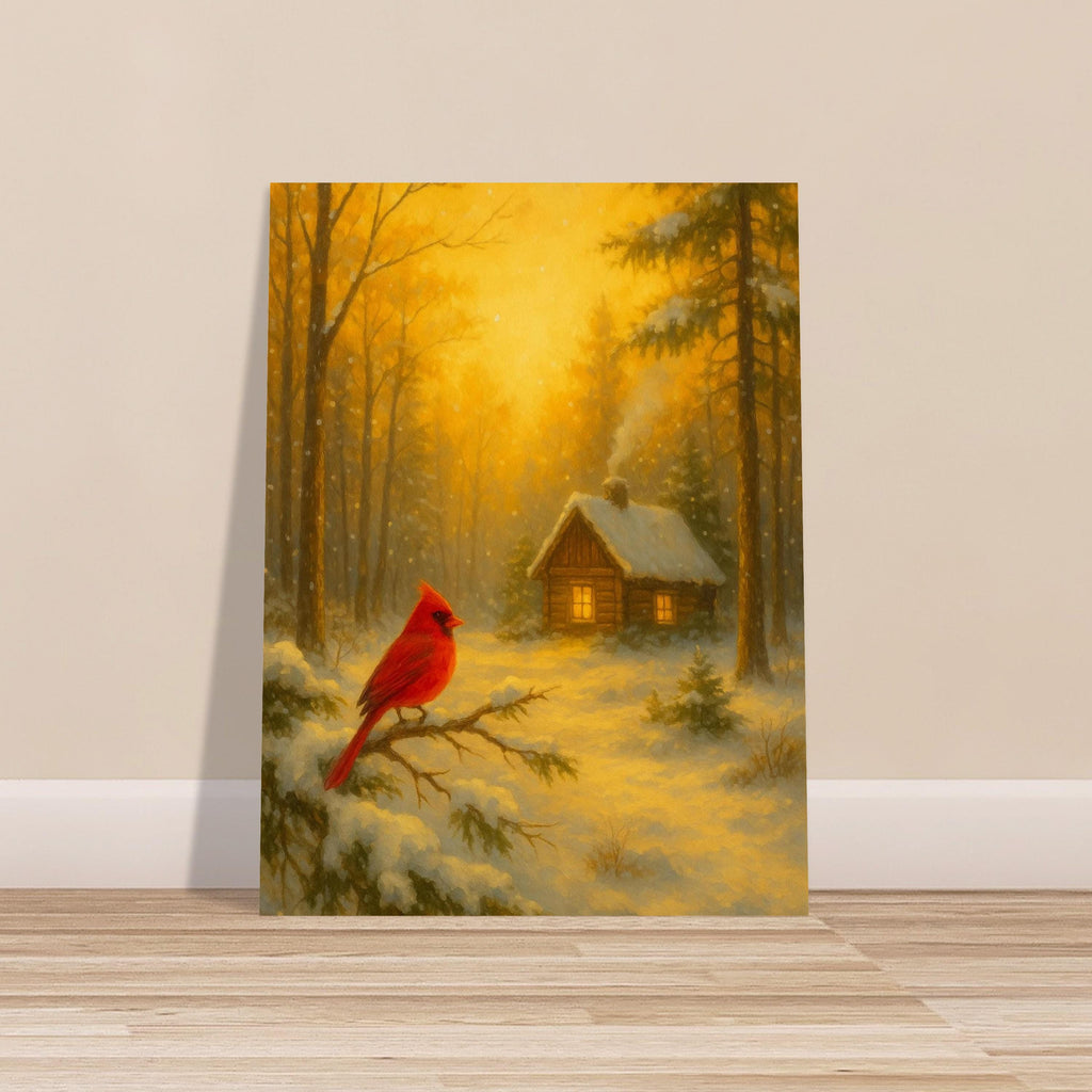 Snowy Cabin Cardinal