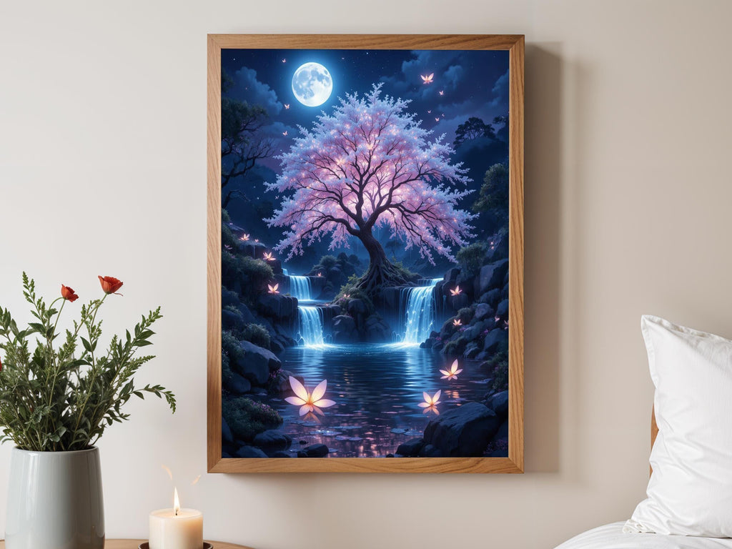 Moonlit Waterfall Tree of Life