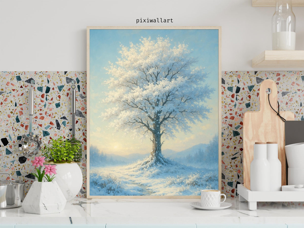 Minimal Blue Winter Tree