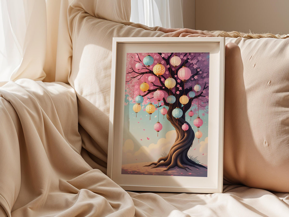 Pastel Sakura Lantern Tree