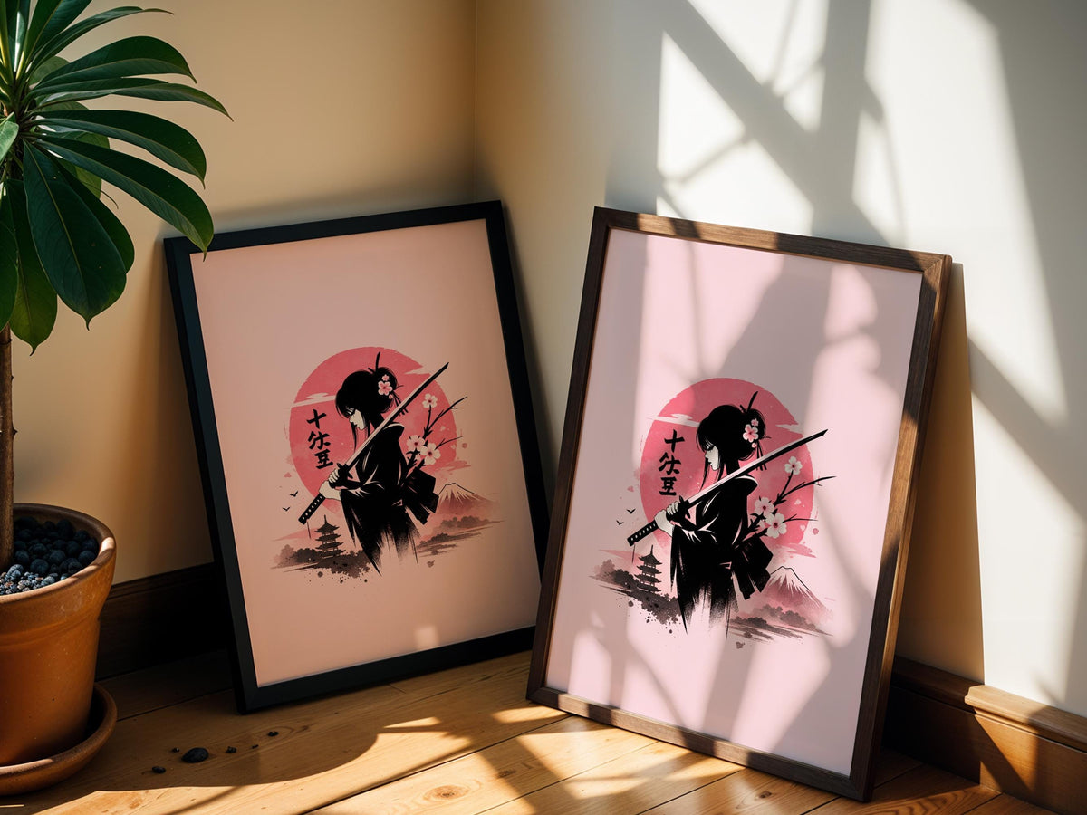 Red Sun Samurai Silhouette
