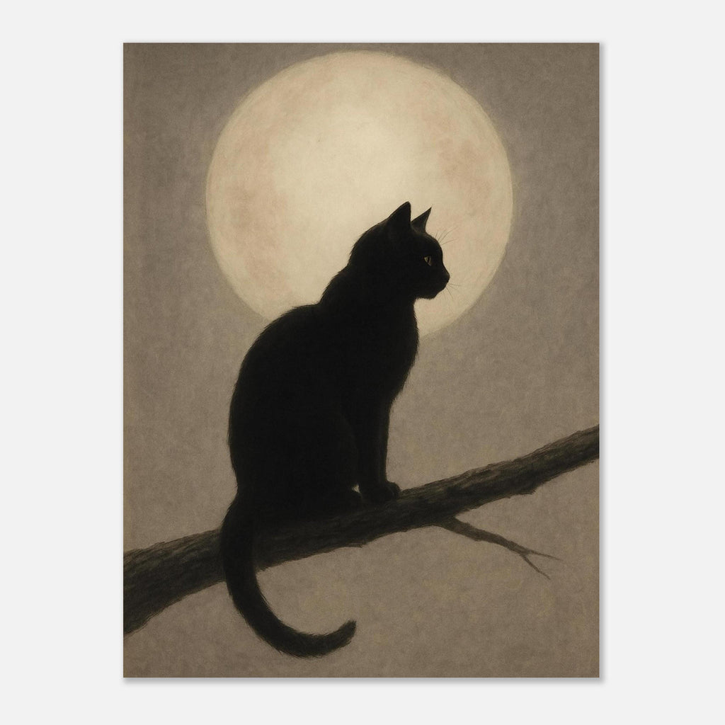 Minimal Moon Black Cat