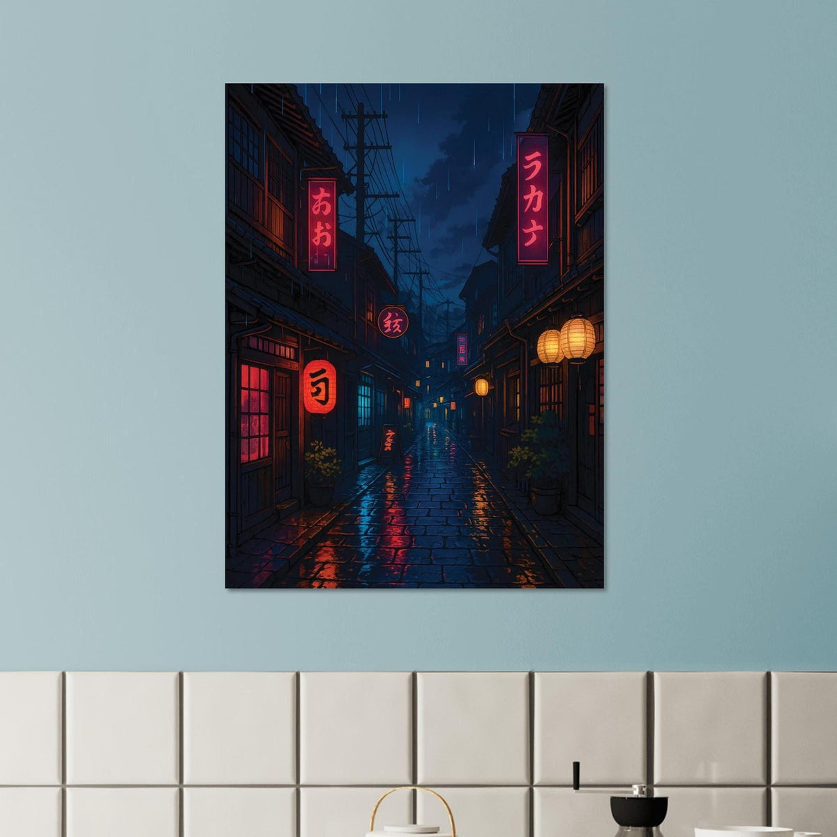 Rainy Neon Japanese City