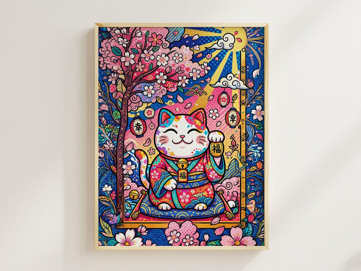 Lucky Cat Cherry Blossoms