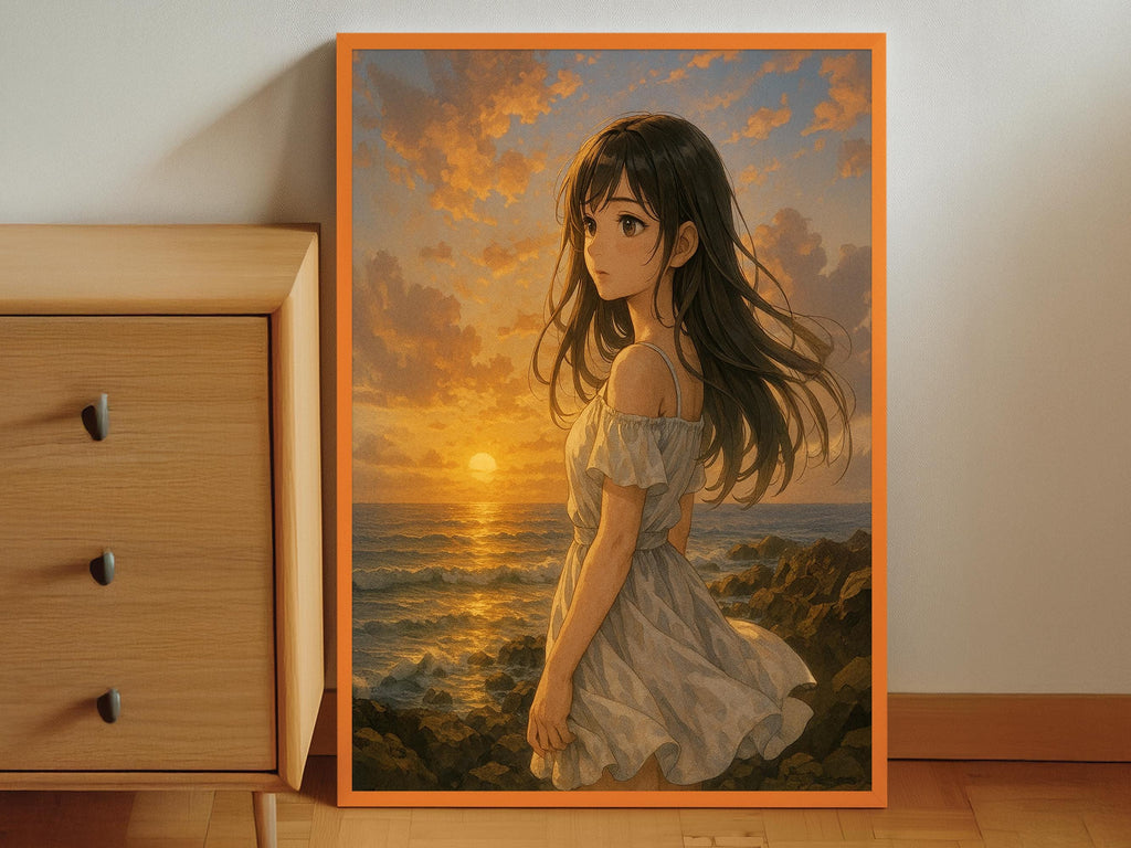 Anime Sunset Coast Girl