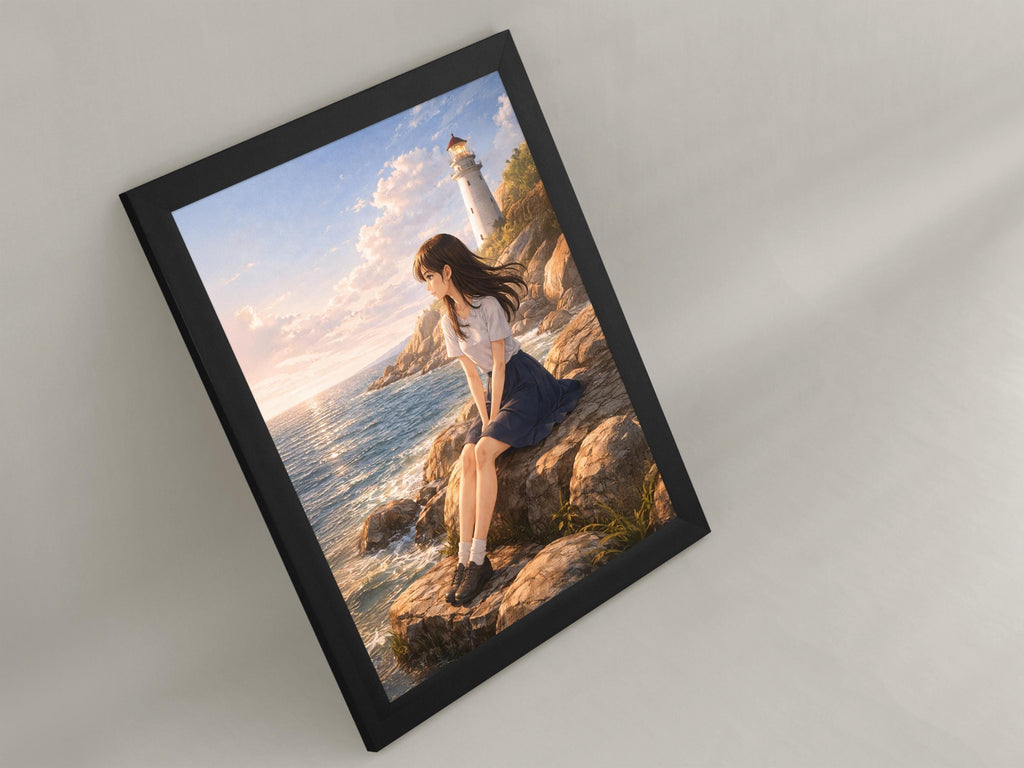 Anime Coastal Lighthouse Girl