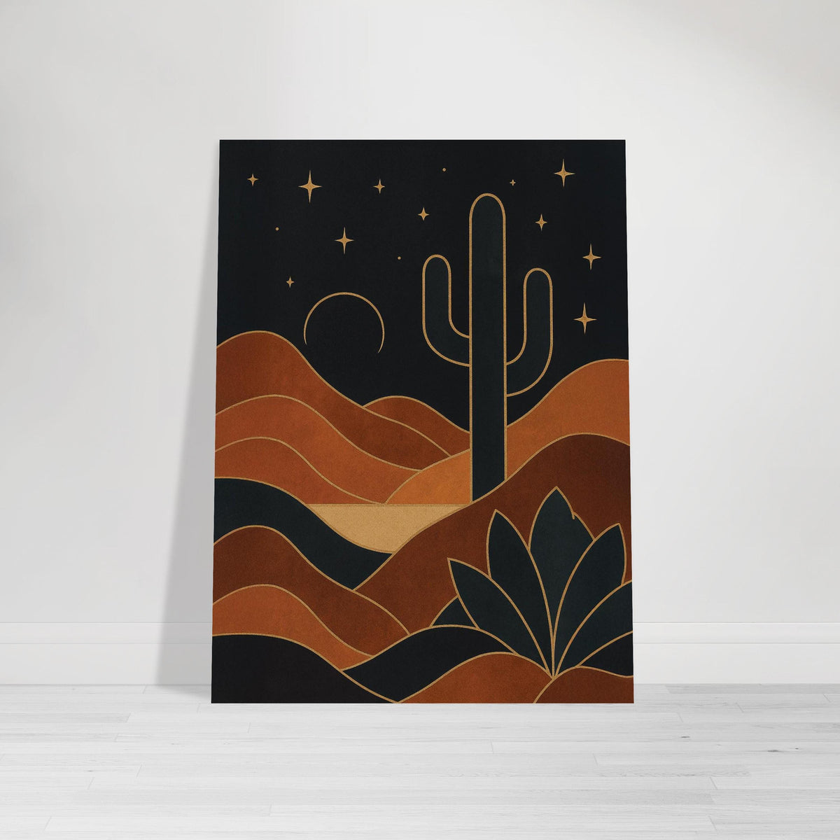Golden Night Desert Cactus
