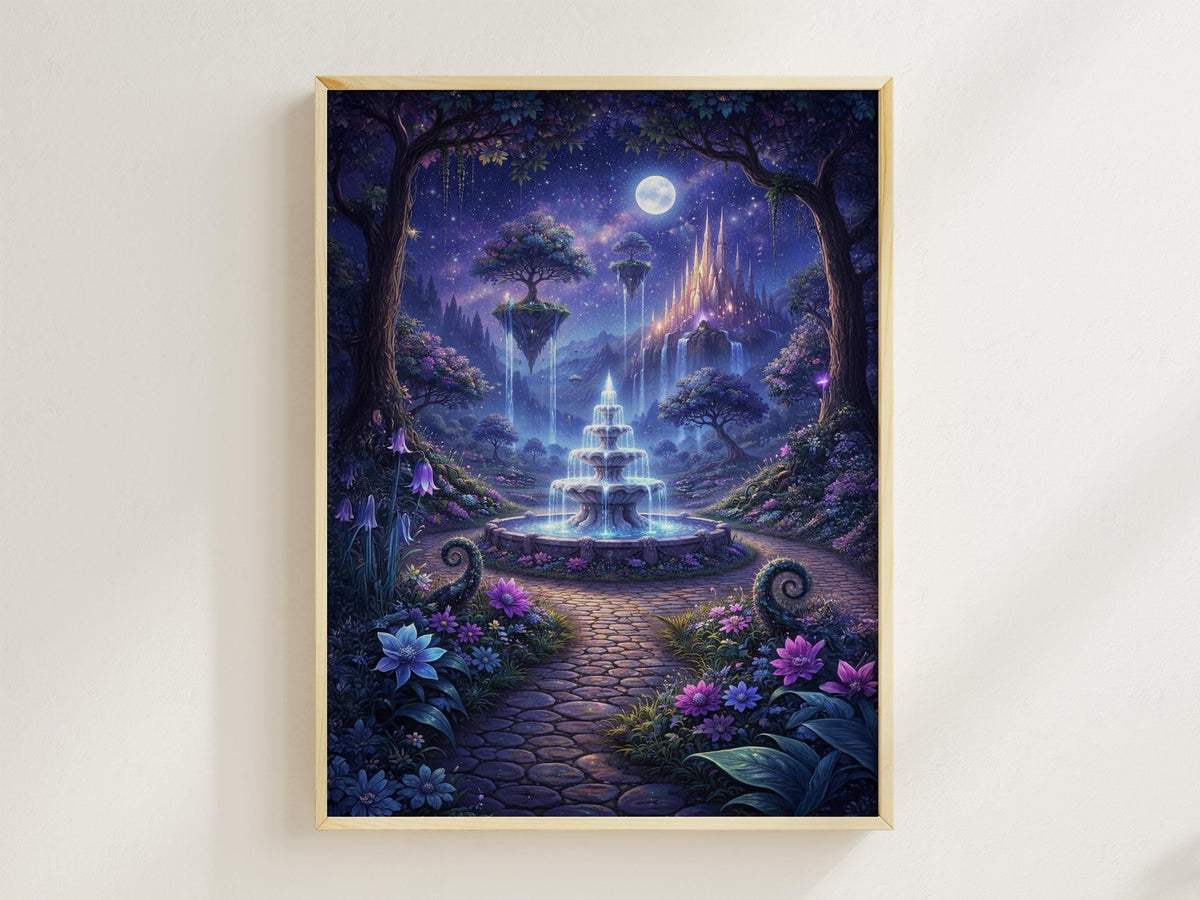 Moonlit Fountain Garden