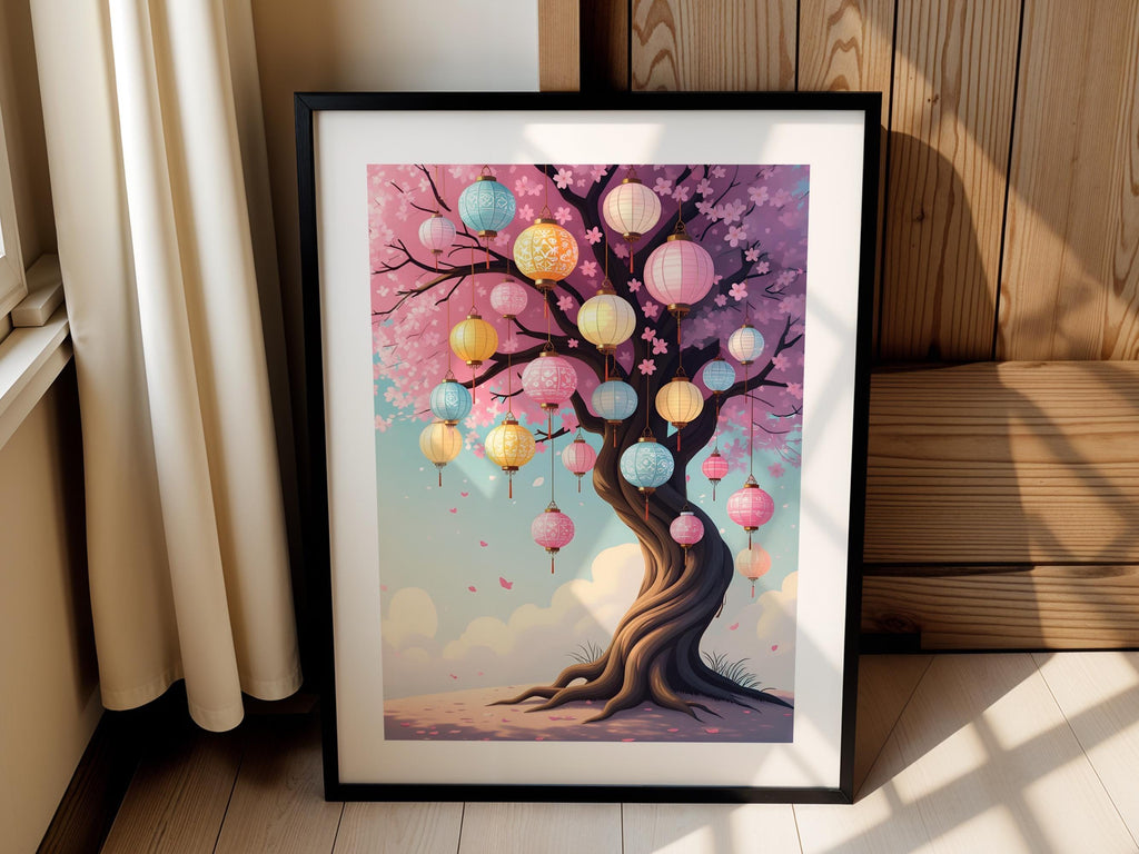 Pastel Sakura Lantern Tree