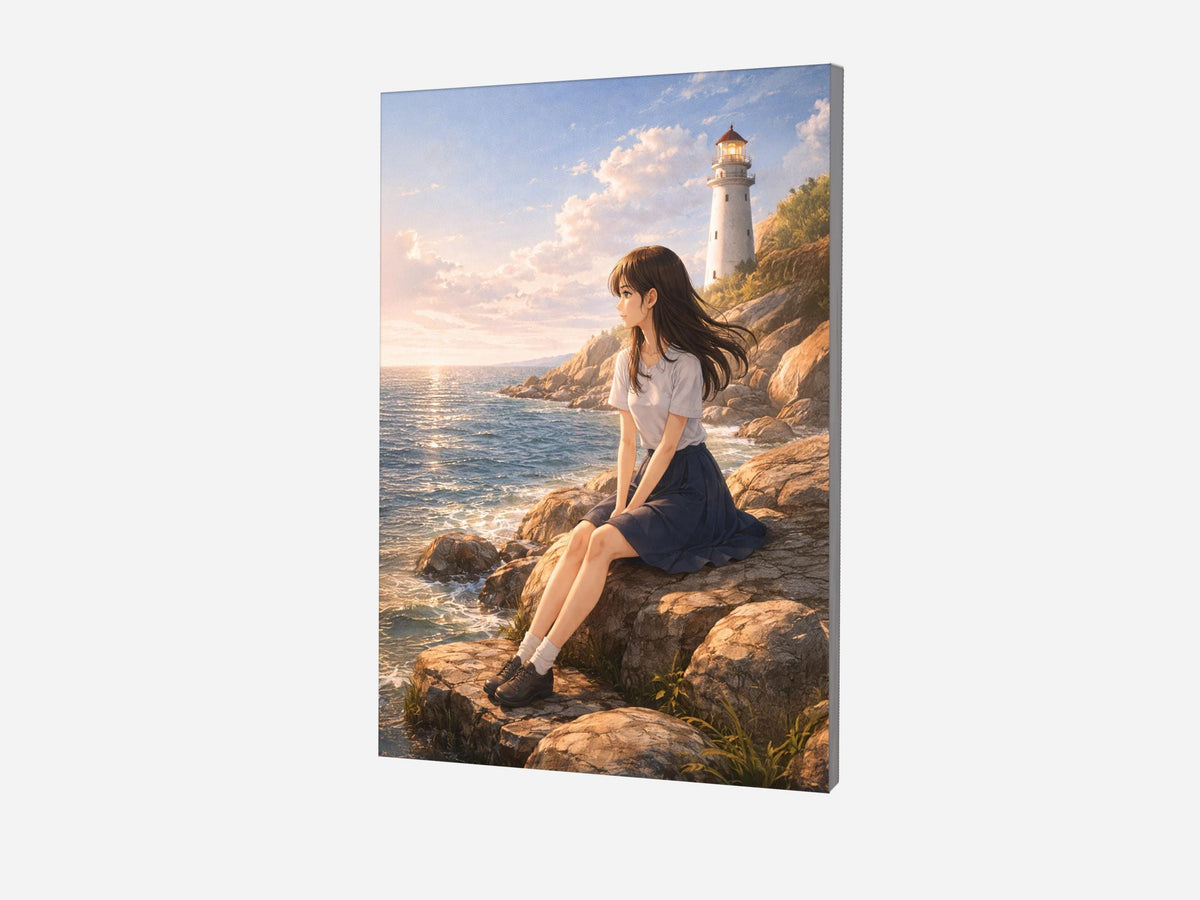 Anime Coastal Lighthouse Girl