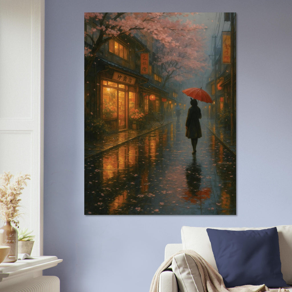 Red Umbrella Rainy Street