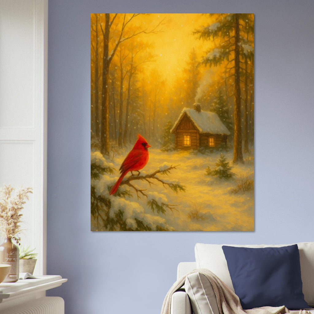 Snowy Cabin Cardinal