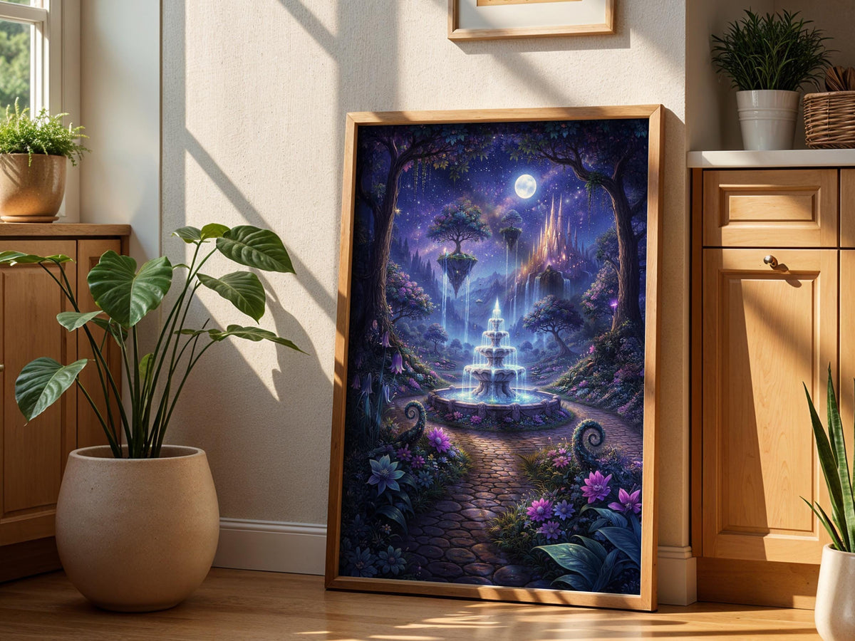 Moonlit Fountain Garden