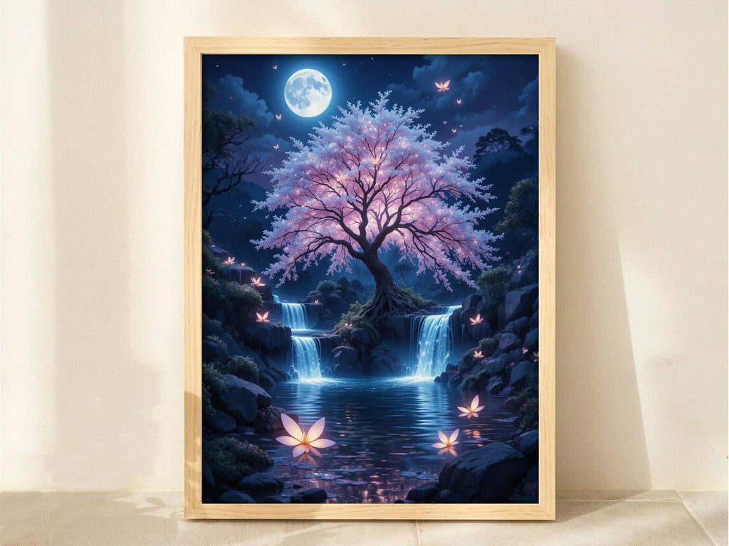 Moonlit Waterfall Tree of Life