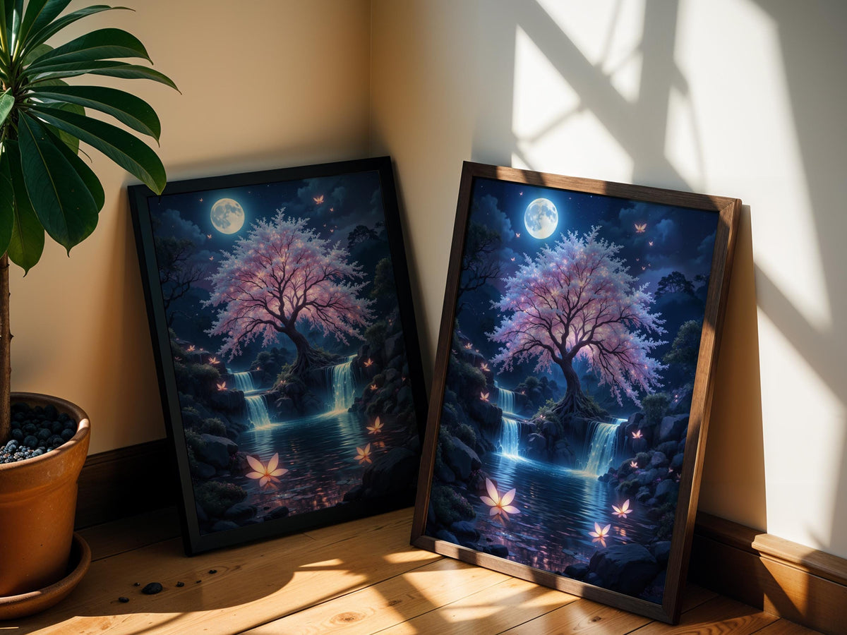 Moonlit Waterfall Tree of Life