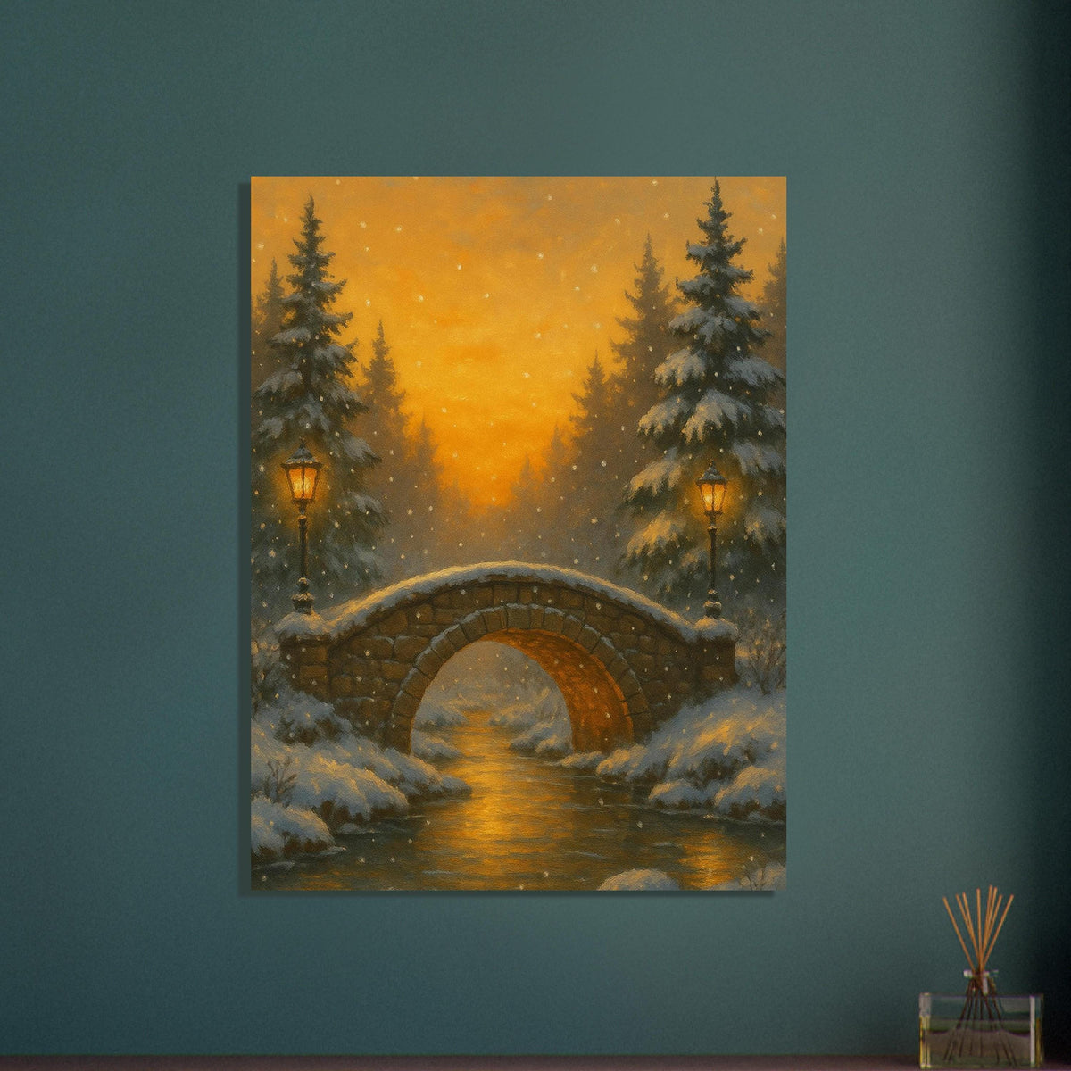 Snowy Village Bridge