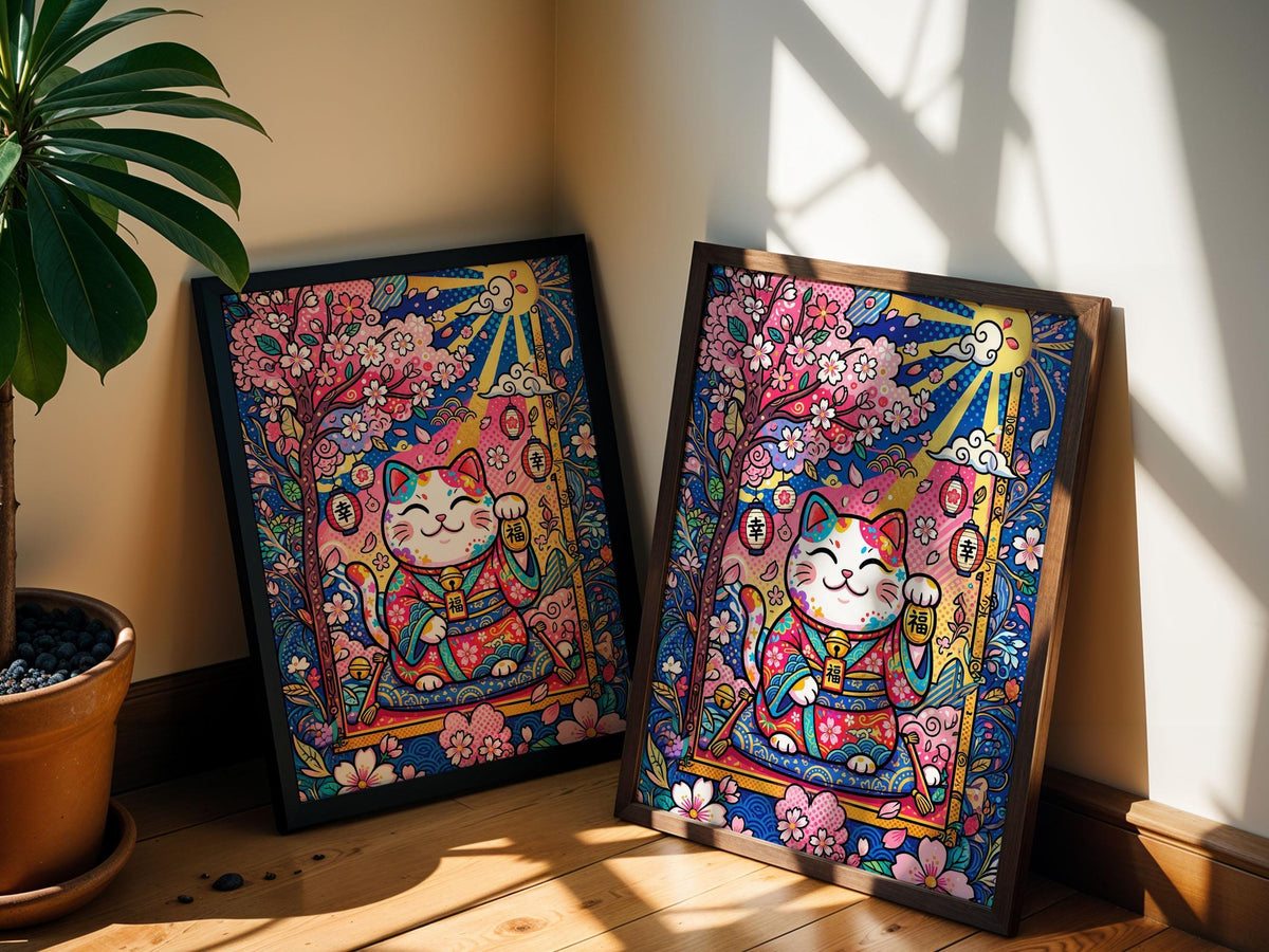 Lucky Cat Cherry Blossoms
