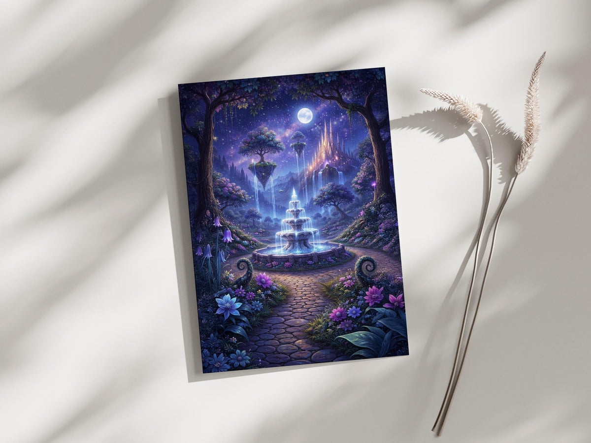 Moonlit Fountain Garden