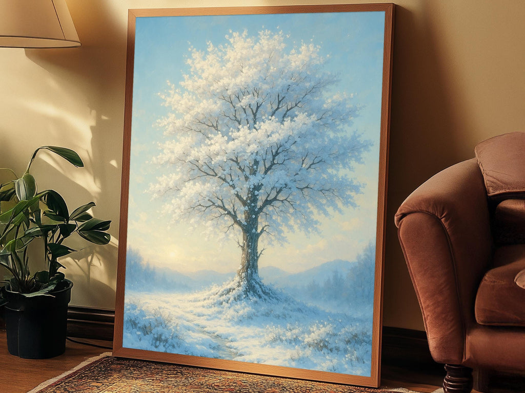 Minimal Blue Winter Tree