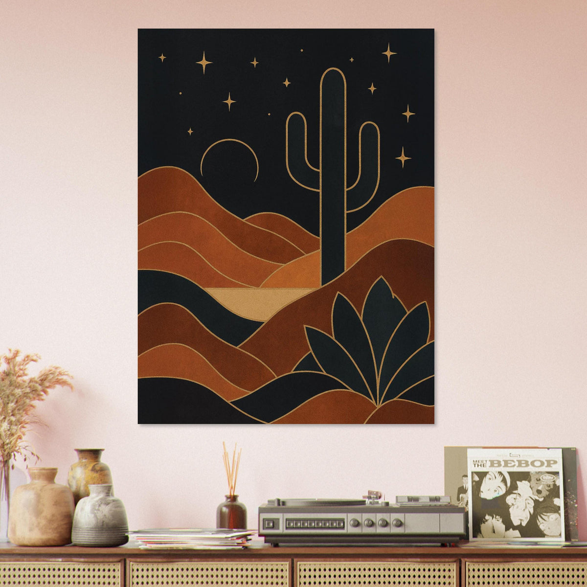 Golden Night Desert Cactus