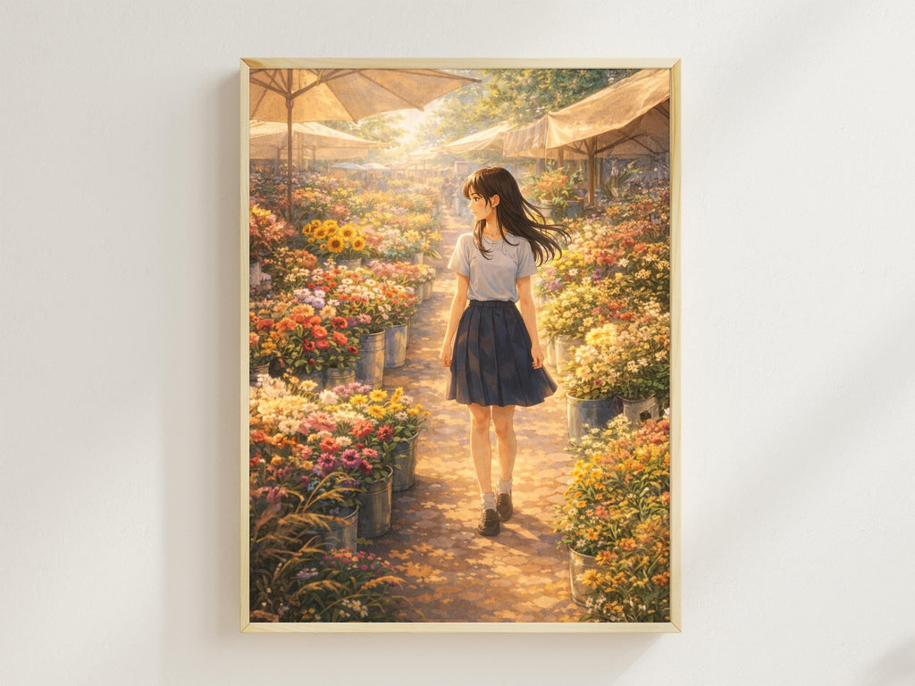 Anime Flower Market Girl