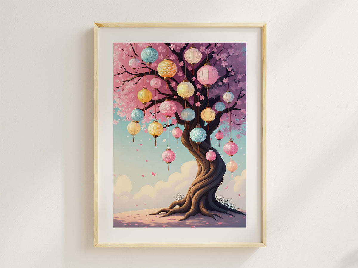Pastel Sakura Lantern Tree
