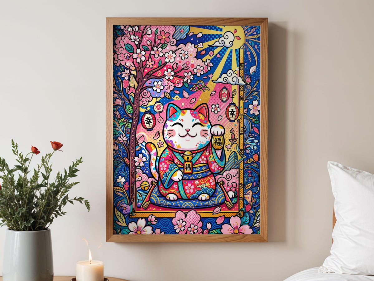 Lucky Cat Cherry Blossoms