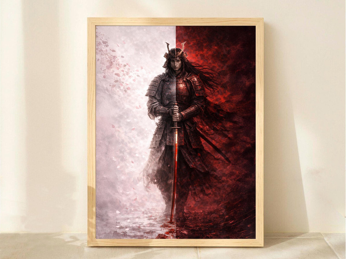 Japanese Samurai with Red Katana