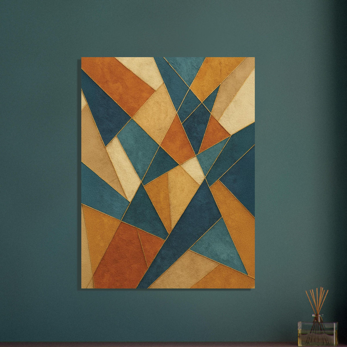 Gold Teal Prism Geometry