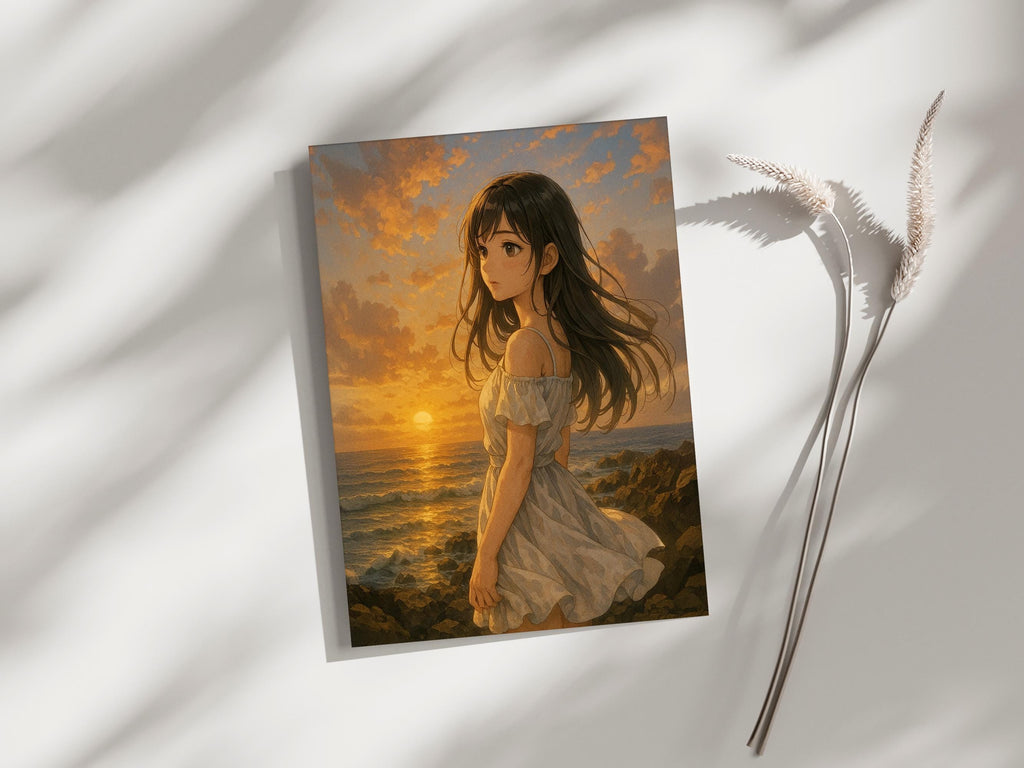 Anime Sunset Coast Girl