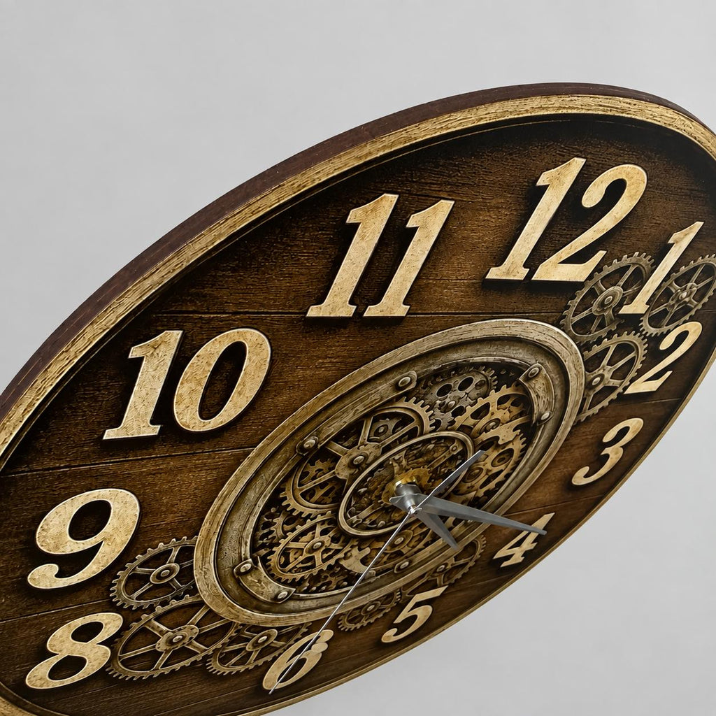 Steampunk Gear Wooden Clock