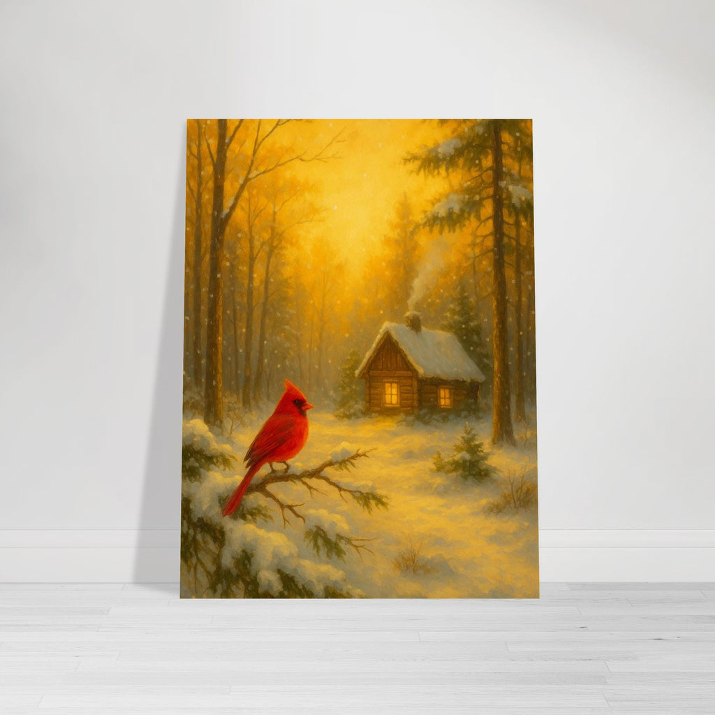 Snowy Cabin Cardinal
