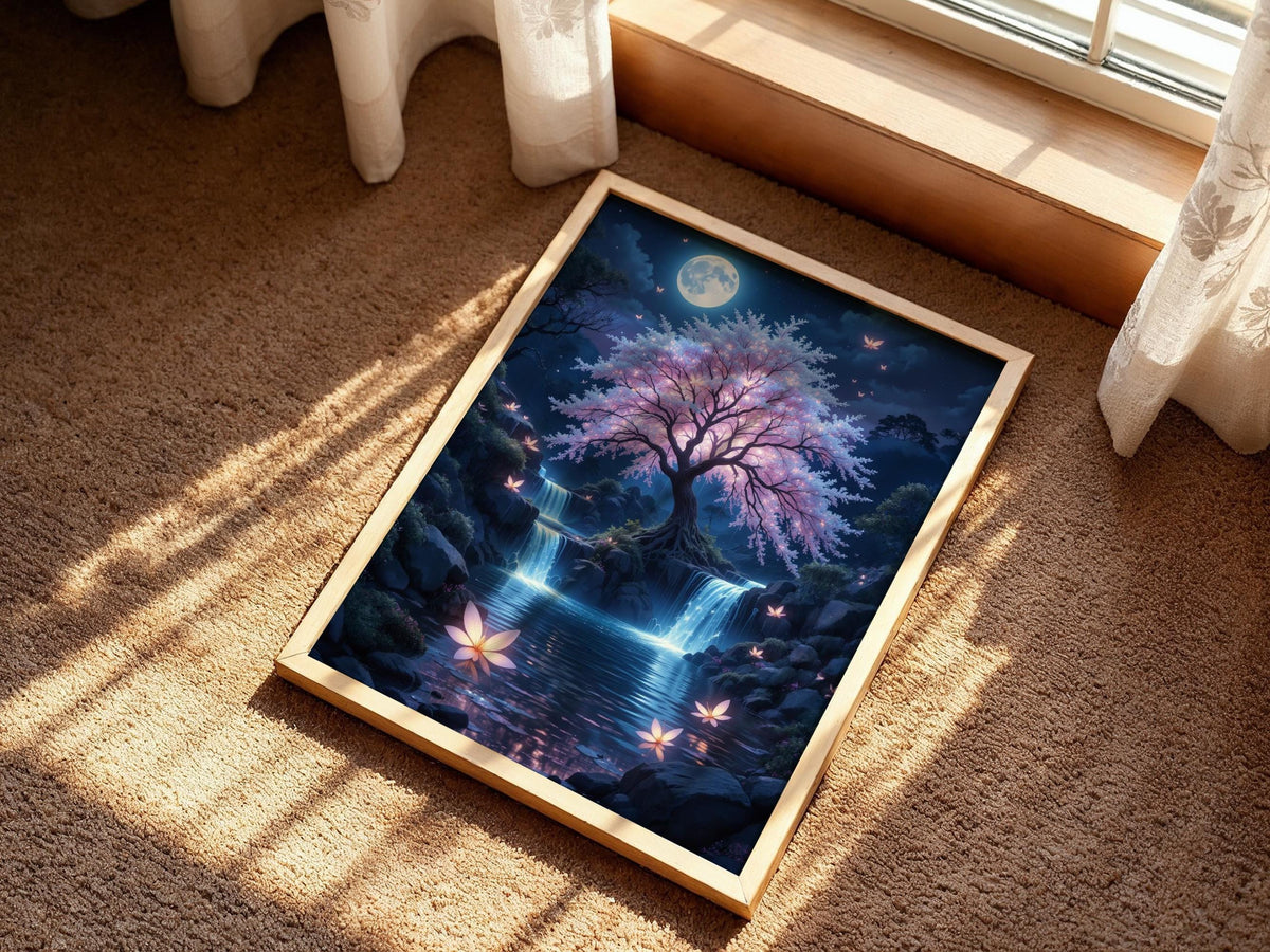 Moonlit Waterfall Tree of Life
